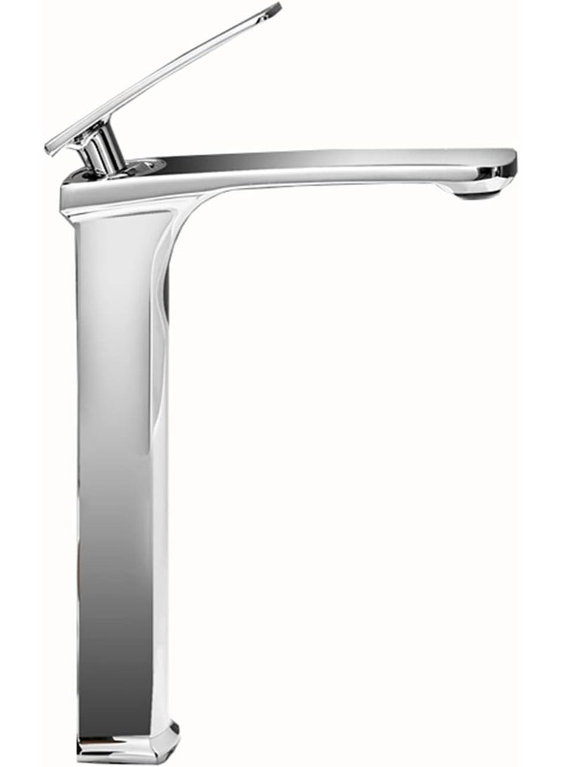 واي دي صنبور حوض حمام عصري طويل بمقبض ذراع واحد، صنبور حوض من النحاس الصلب، تصميم مرتفع يُثبّت على سطح الحوض، خرطوشة موفرة للمياه، تركيبات حمام متينة مقاومة للصدأ - Image 1